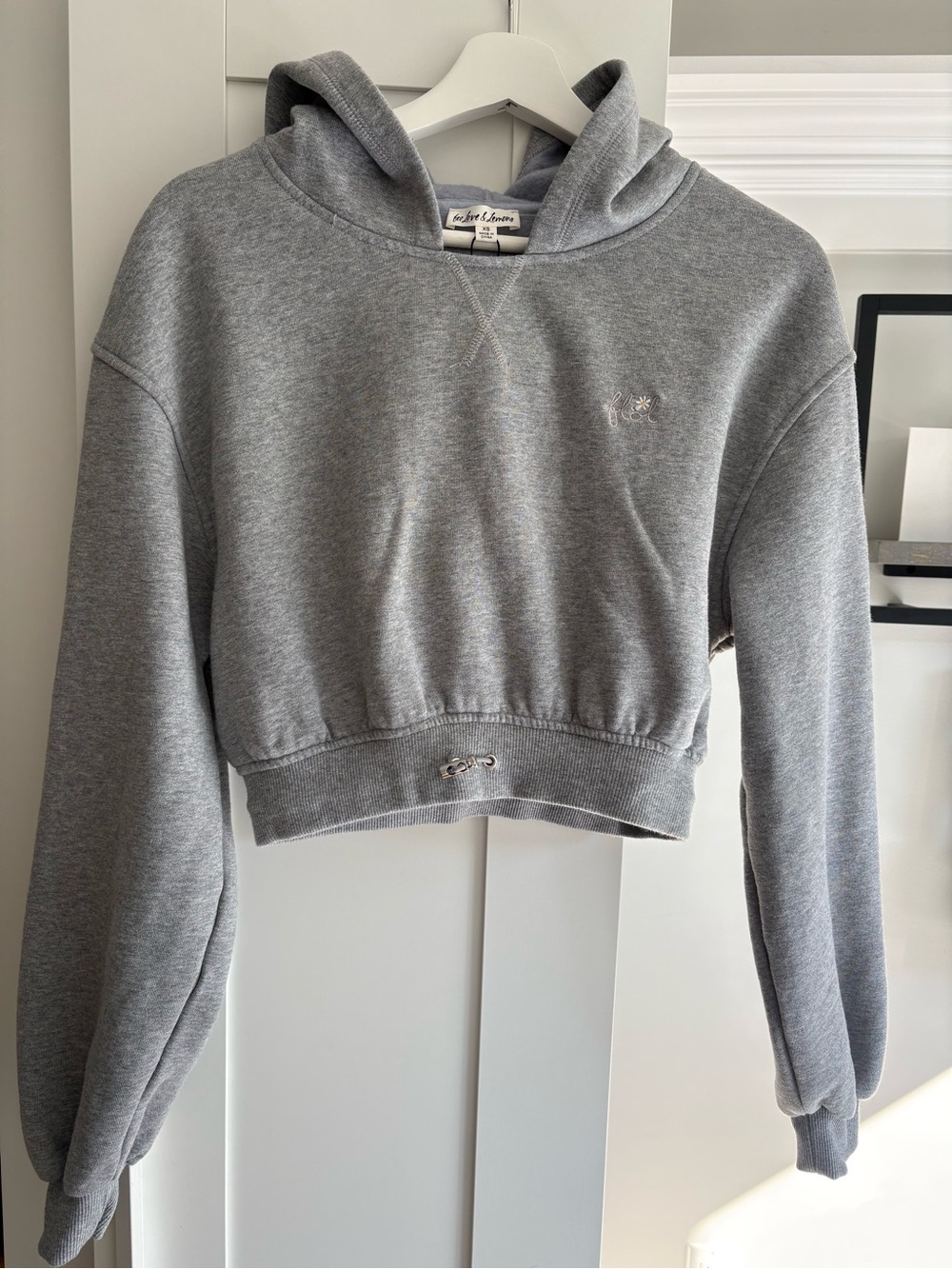 For Love & Lemons Josie Cropped Hoodie - Gray Women's Sweatshirt